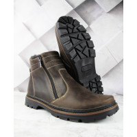 Чоловічі черевики з натуральної шкіри та хутра 6203 brown (40р)