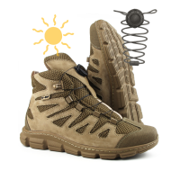 Тактические летние ботинки Grizzly койот из натуральной кожи с сеткой и автошнуровкой